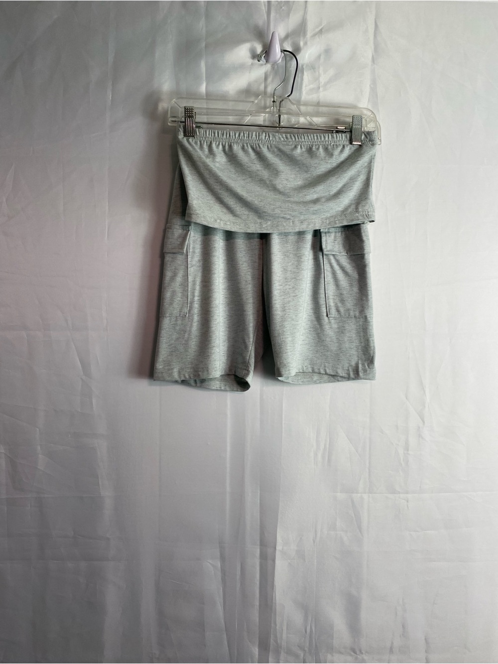 ROMWE Light Gray Fold-Over Waist Skort with Pockets short set